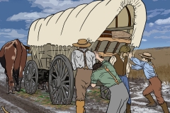Book illustration Conestoga Wagon Stuck