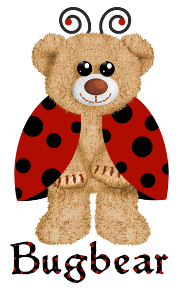 Bugbear as a cuddly teddy bear with ladybug wings and antennae, Dungeons and Dragons humor