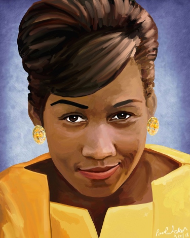 Custom digital portrait art , a realistic painting of Aretha Franklin with 60s hair, jewelry and clothing digitally painted with Krita.