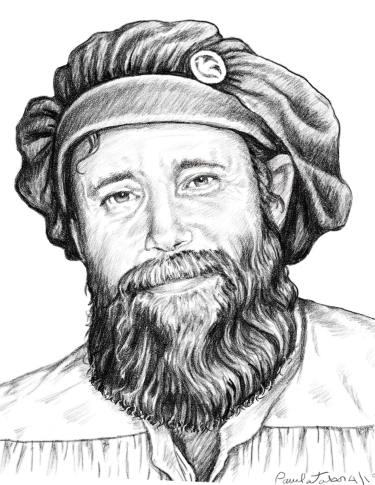 Custom digital portrait art in pencil/graphite style, memorial portrait of Bob Bielefeld created in Krita.
