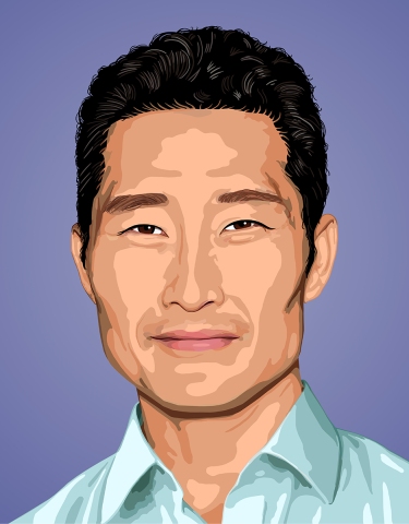 Modern stylized portrait of actor Daniel Dae Kim