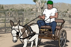 Book Illustration Donkey Pulling  Cart