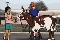 Book Illustration Donkey with Children
